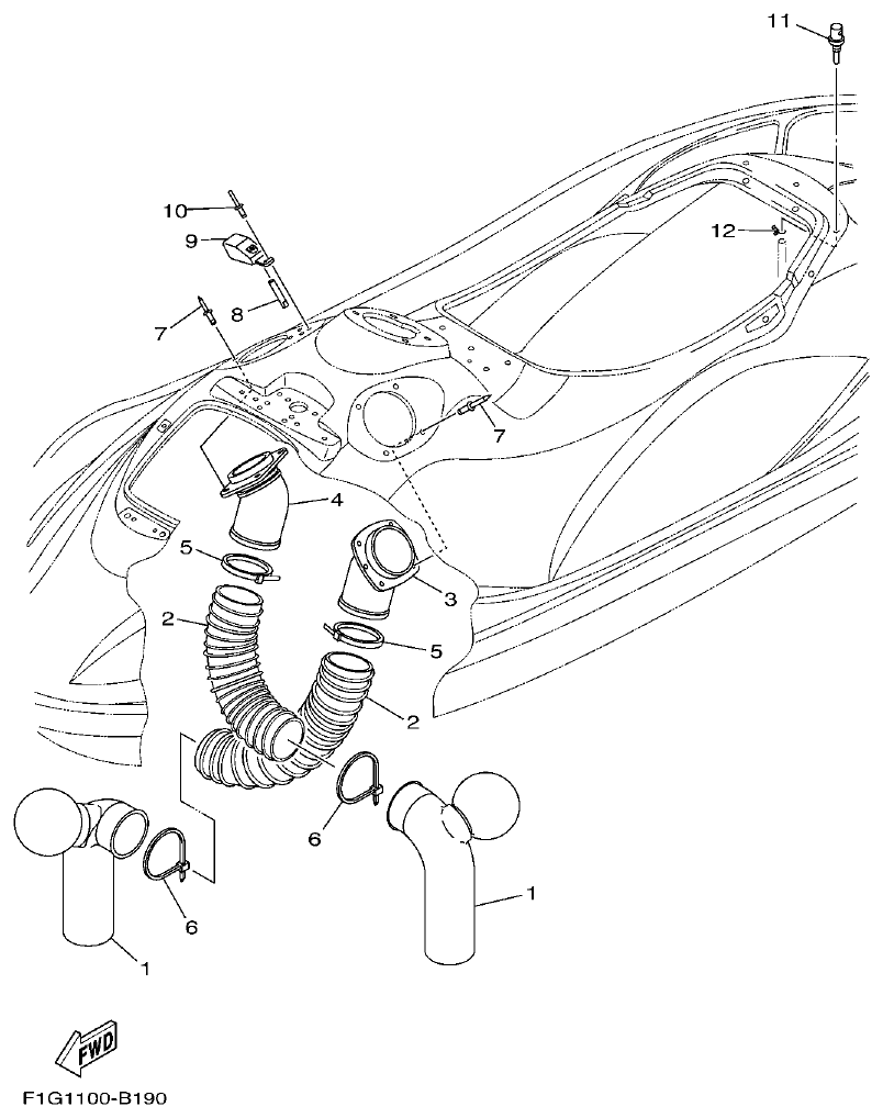 Yamaha F1G1 VENTILATION parts diagram